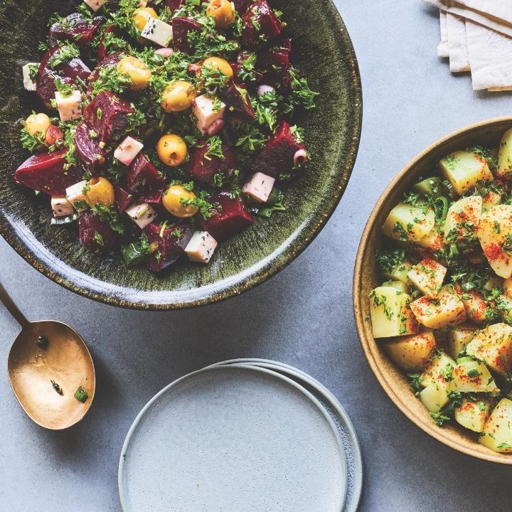 Salade de betteraves et salade de pommes de terre des filles Fattoush